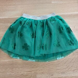Cat & Jack Green Shamrock Skirt with Glitter Waistband